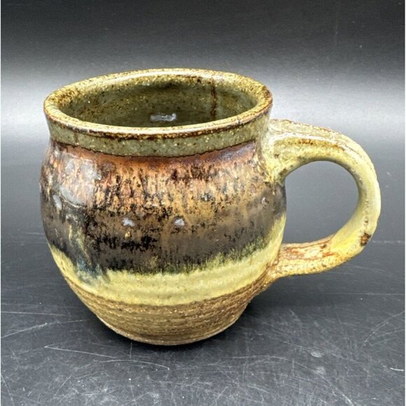 VTG Studio Art Pottery Mixed Artist Brown Coffee Tea Mug Set Of 4 Signed - Picture 10 of 16